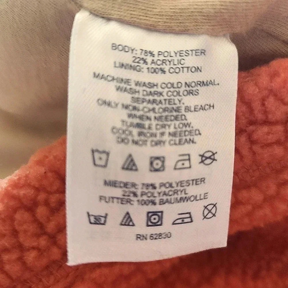 Lands’ End Rustic Vibe Orange Fleece Quarter-Zip Pullover – Size L (14–16) - Picture 3 of 4